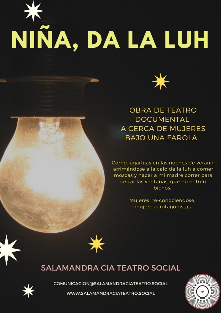 Salamandra cia teatro social CARTEL NIÑA, DÁ LA LÚ